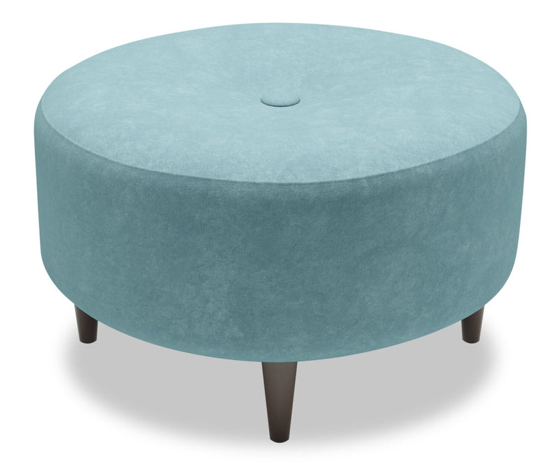 Made in Canada Customizable Sofa Lab The Curve 31\" Velvet Fabric Ottoman - Sea Blue