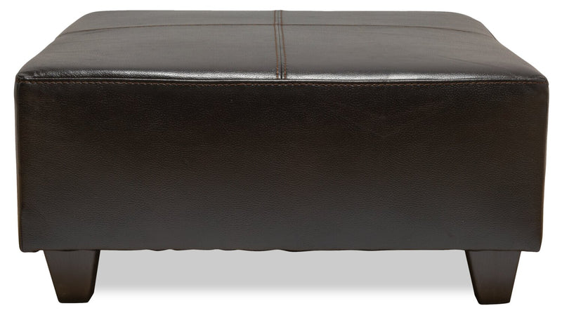 Made in Canada Addison 37\" Leather-Look Ottoman - Blackberry Black