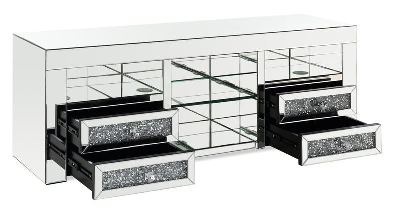 Oakley 59\" Glam TV Stand with Storage and Cable Management for TVs up to 65\"- Silver