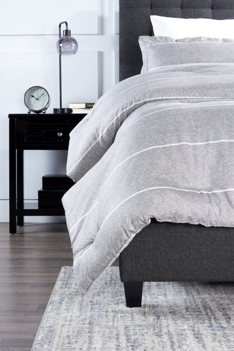 Stripes 3-Piece Full/Queen Comforter Set - Grey