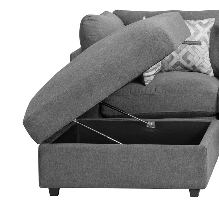 Scott Living Evolve Modular 4-Piece Linen-Look Fabric Sectional with Ottoman and Feather Down Cushions - Charcoal Grey