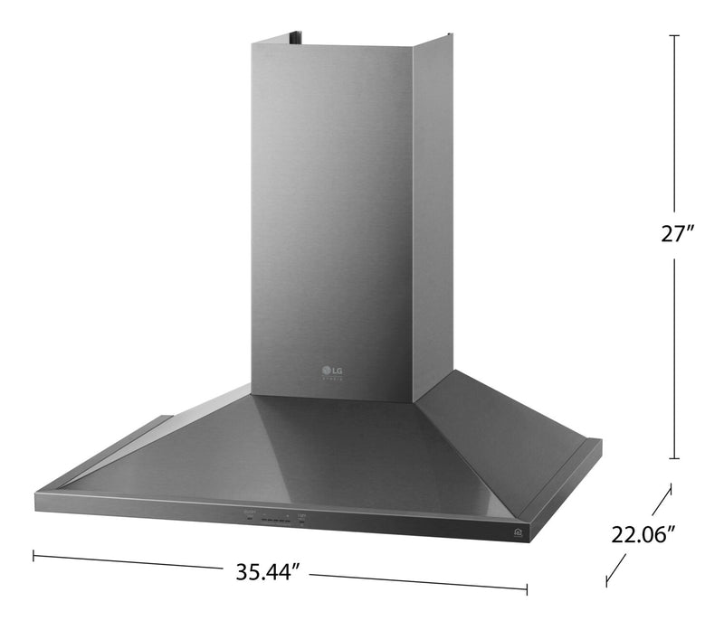 LG STUDIO 36\" Wall-Mount Chimney Hood - LSHD3680ST