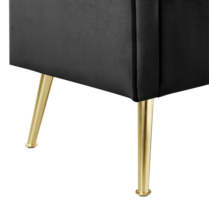 Cass 52\" Bench - Black Velvet with Gold Legs