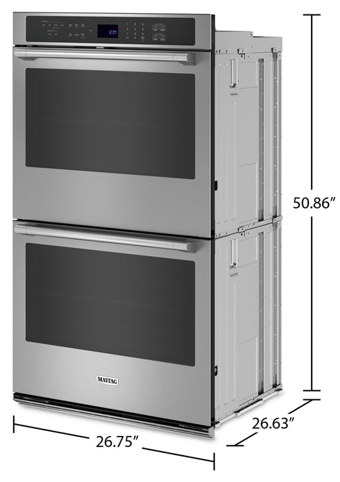 Maytag 27\" 8.6 Cu. Ft. Electric Double Wall Oven with True Convection - Fingerprint Resistant Stainless Steel - MOED6027LZ