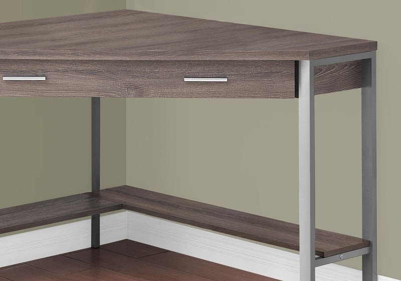 Christiana 42\" Corner Office Desk with Drawer -  Dark Taupe
