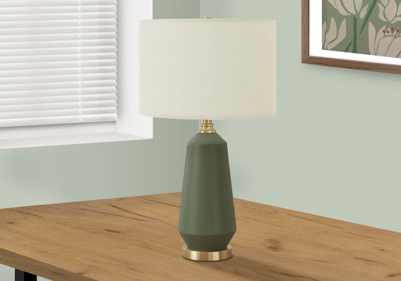 26\" Green and Gold Ceramic Table Lamp