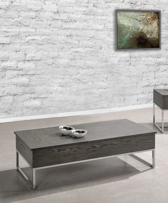 Echo 47.25\" Modern Lift Top Coffee Table with Storage - Brown with Silver Metal Legs