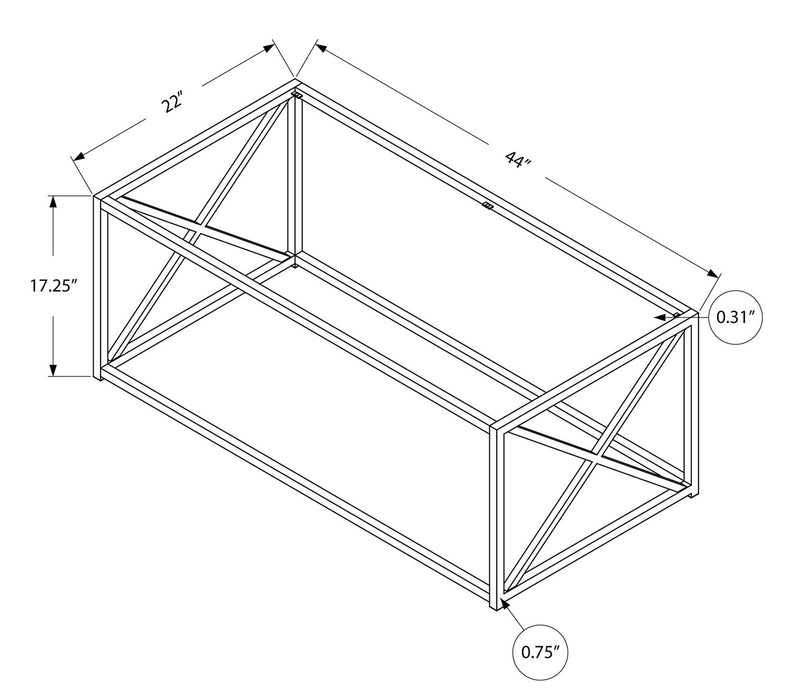 Coral 44\" Modern Glass Top Coffee Table - Chrome with Metal Base