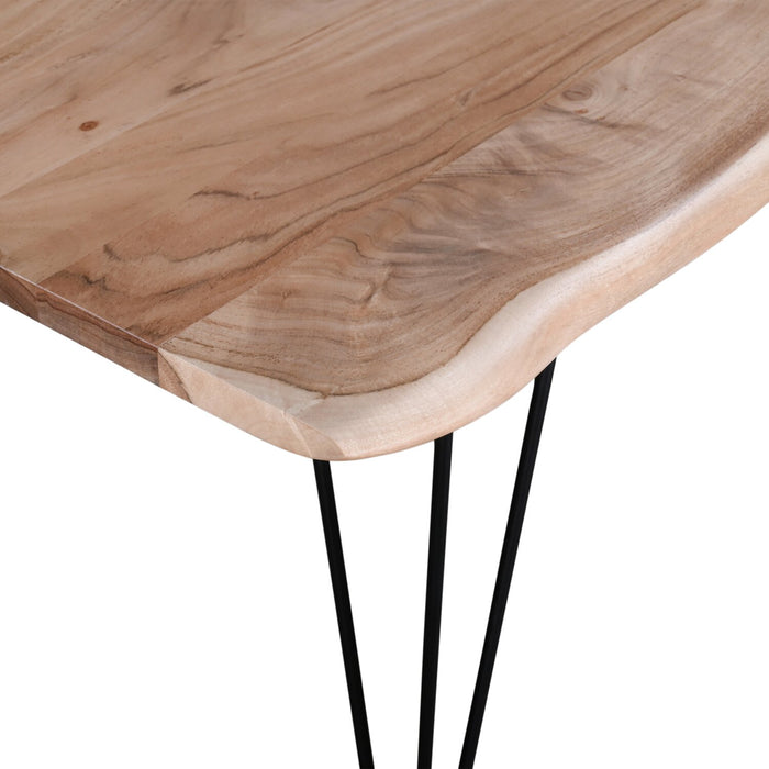 Miya Dining Table with Live Edge, Acacia Wood, Metal, 60\"W - Natural