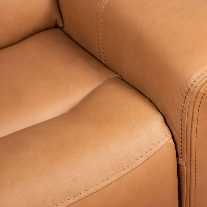 Scott Living Prescott 42.5\" Genuine Leather Power Reclining Chair with Power Headrest - Butternut Brown