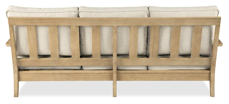 Juno Outdoor Patio Sofa - Eucalyptus Wood & Nuvella Fabric, UV & Weather Resistant - Natural/Beige