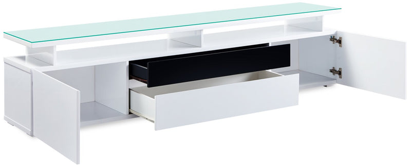 Adam 78\" Modern TV Stand with Storage and Cable Management for TVs up to 85\"- White