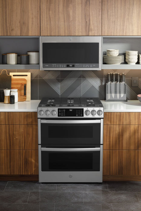 Profile 6.7 Cu. Ft. Smart Gas Range with True European Convection - Stainless Steel Fingerprint Resistant - PCGS960YPFS