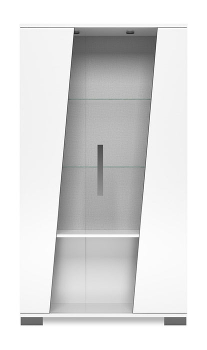 Raia Dining Curio with Storage & Glass Display Shelves - Made in Italy, Modern, 40\"W - White