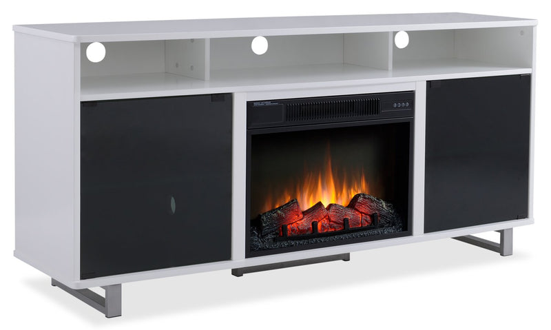 Ignatius 64\" Modern Electric Fireplace TV Stand with Storage & Cable Management for TVs up to 70\"- White