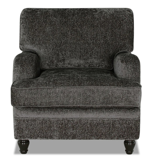 Made in Canada Bellmont 38\" Chenille Fabric Chair with Wood Legs - Charcoal Grey