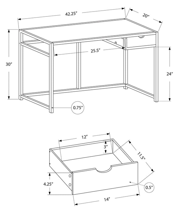 Everly 42.25\" Office Desk with Drawer - Black Marble-Look