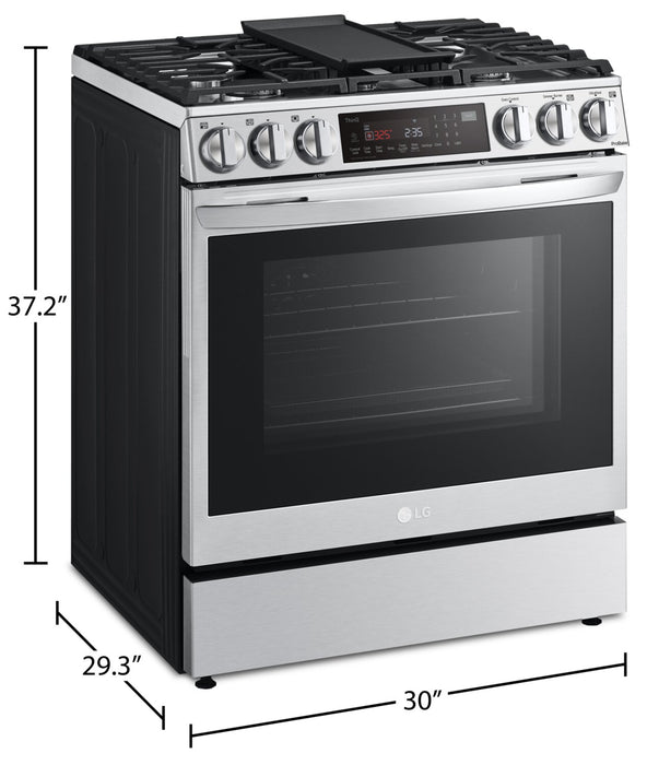 LG 6.3 Cu. Ft. Smart Gas Range with Instaview and ProBake Convection® - Smudge Proof Stainless Steel - LSGL6335F
