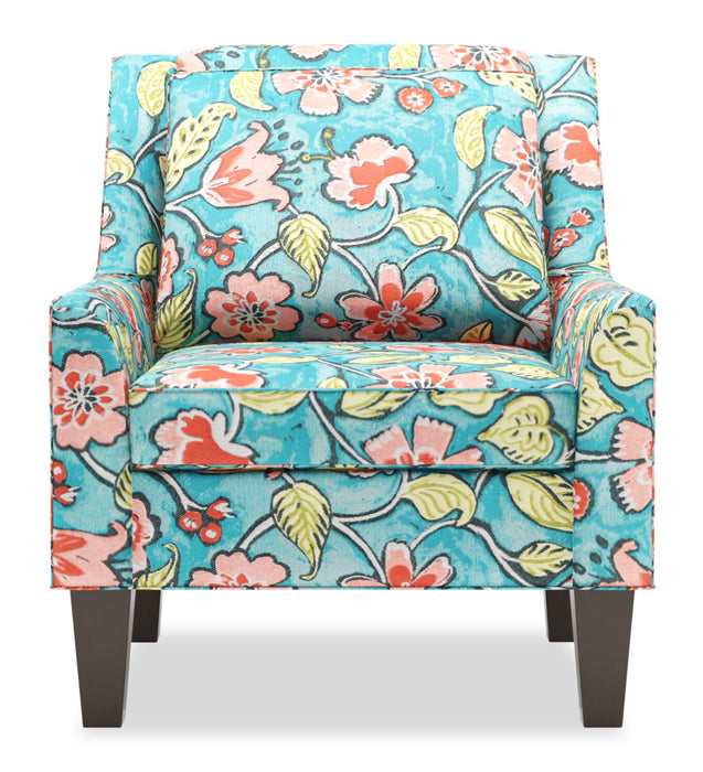 Made in Canada Sofa Lab Customizable Club 29\" Fabric Accent Chair with Wood Legs - Malibu Multicolour