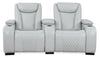 Cinema 79.6\" Leather-Look Fabric Power Reclining Home Theatre Seating with Two Seats - Cosmic Fog Grey