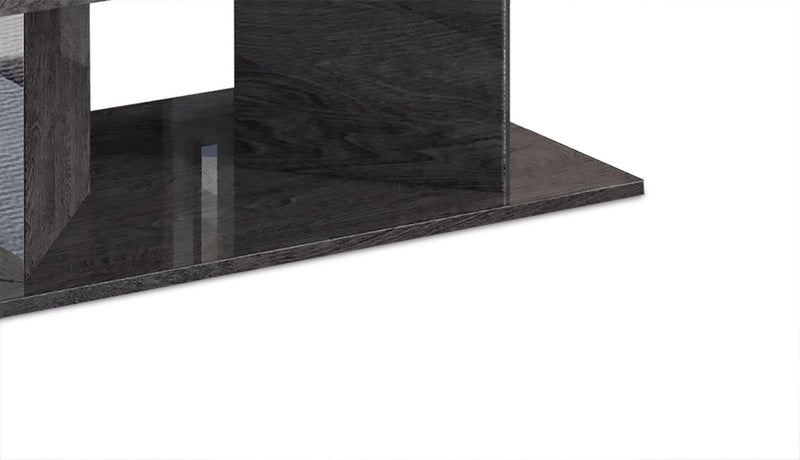 Mara 51.1\" Modern Coffee Table - Dark Grey Wood with Lacquer Finish
