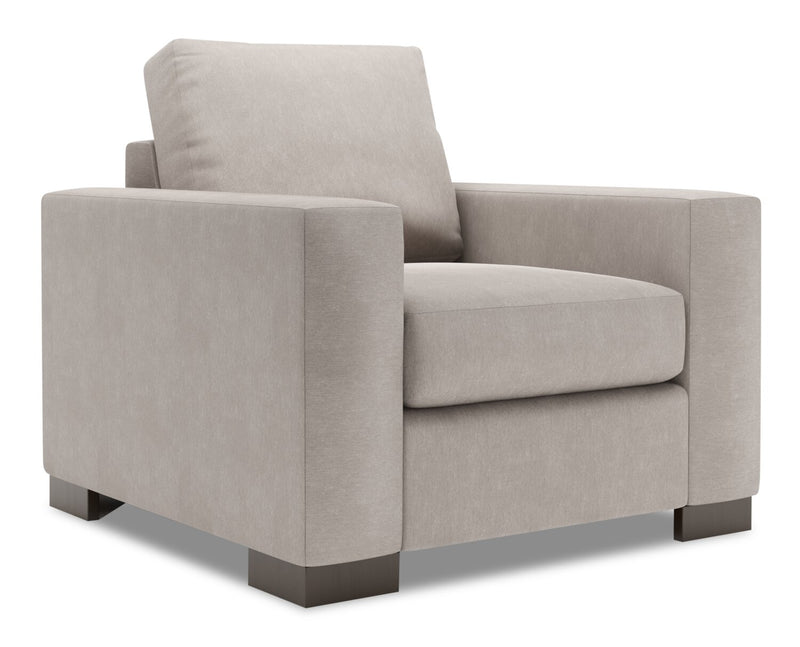 Made in Canada Sofa Lab Customizable Track 38\" Linen-Look Fabric Chair with Track Arms - Pax Slate Grey