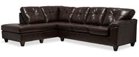 Made in Canada Addison 2-Piece Left-Facing Leather-Look Fabric Sectional with Removable Seat Cushions - Brown 