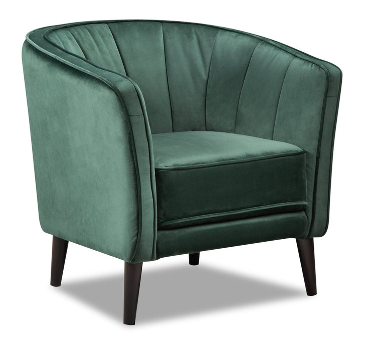 Brinley 29\" Velvet Fabric Accent Chair with Wood Legs - Green