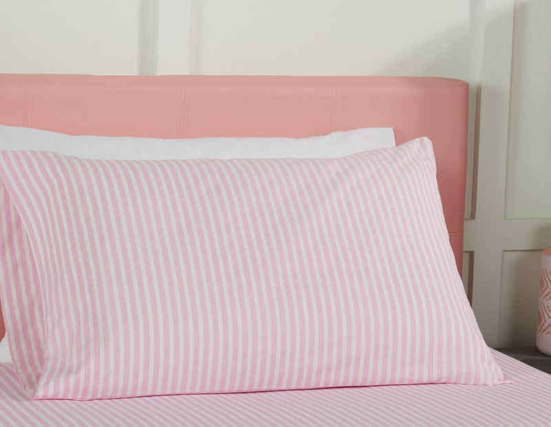 Hallie Striped 4-Piece Full Cotton Sheet Set - Pink