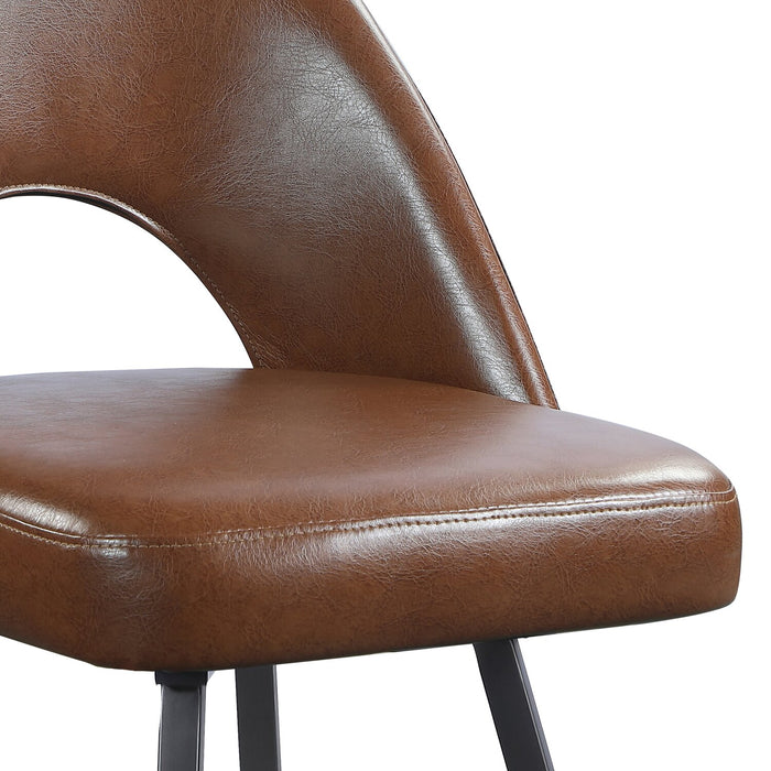 Elijah Counter-Height Stool with Swivel Seat & Vegan Leather Fabric, 26\"H, Metal - Brown