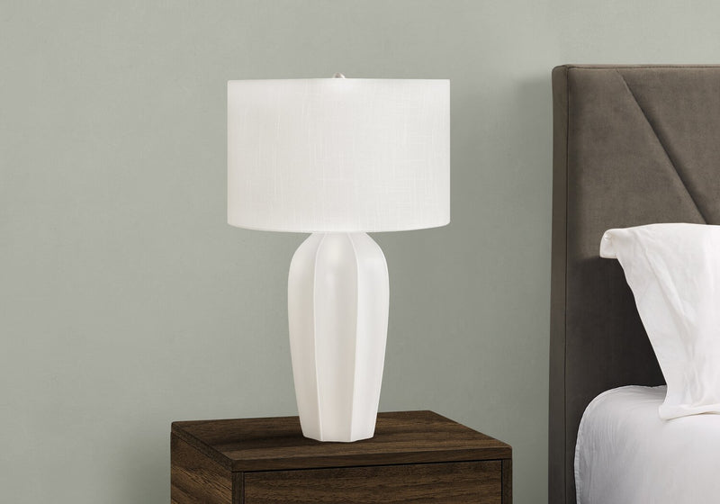 27\" Cream Ceramic Table Lamp with Ivory Shade