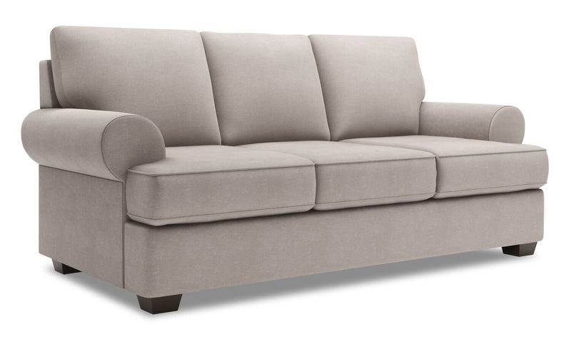 Made in Canada Customizable Sofa Lab Roll 86\" Linen-Look Fabric Sofa with Rolled Arms - Pax Slate Grey