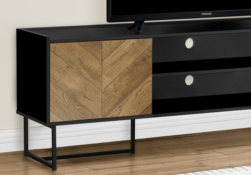 Archer 71\" Modern TV Stand with Storage and Cable Management for TVs up to 80\"- Black and Brown Two Tone