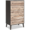 Wolf Bedroom Chest of Drawers, 5-Drawer, 29.9\"W x 50.7\"H, Modern Mid-Century - Two-tone Brown & Natural
