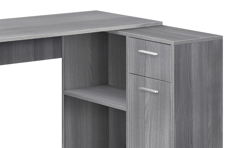 Zoey 46\" L-Shaped Office Desk with Cubbies, Drawer & Cabinet - Grey