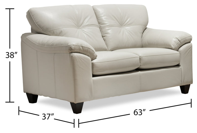 Made in Canada Addison 63\" Leather-Look Fabric Loveseat with Removable Seat Cushions and Tufting - Beige