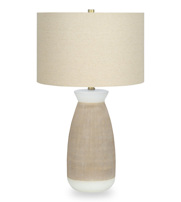 27\" Cream Ceramic Table Lamp with Beige Shade