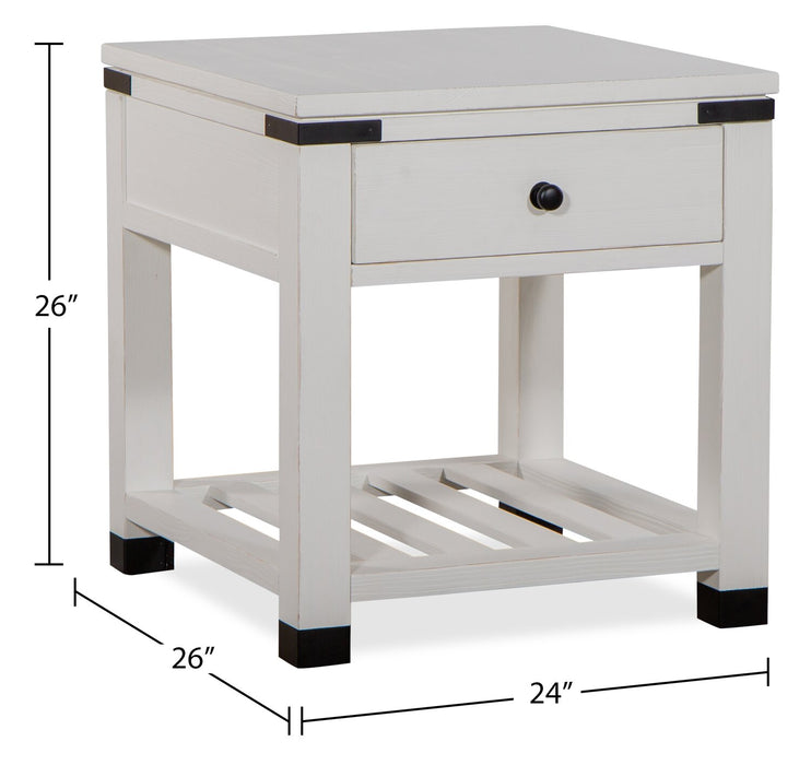 Harper 24\" Modern End Table with Storage and Shelf - White Pine