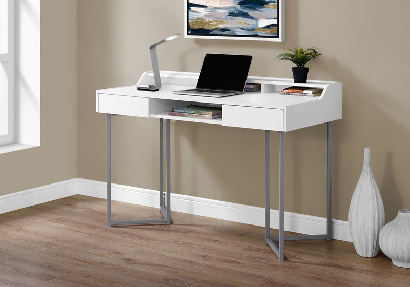 Jena 48\" Office Desk with 2-Drawers & Cubbyholes - White