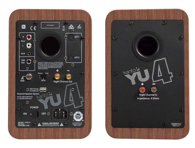 Kanto YU4 Powered Speakers with Bluetooth® and Phono Preamp - Walnut