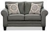 Made in Canada Tula 65\" Fabric Loveseat with Rolled Arms and Accent Pillows - Steel Grey
