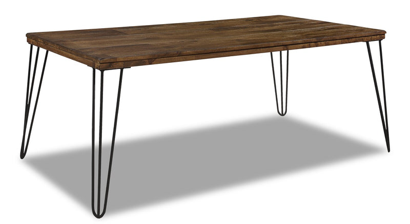 Woodland 23.4\" Rustic Coffee Table - Brown Oak Finish with Metal Legs