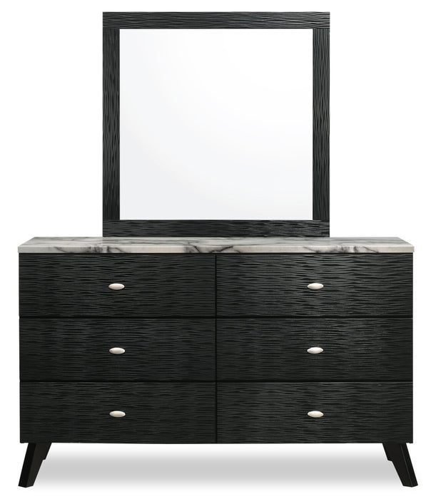 Atlas Bedroom 6-Drawer Dresser, 60.2\"W x 36.8\"H, Mid-Century Modern - Black