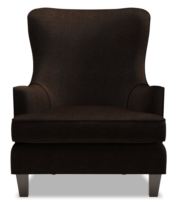 Made in Canada Sofa Lab Customizable Wingback 32\" Chenille Fabric Accent Chair - Luxury Chocolate Brown
