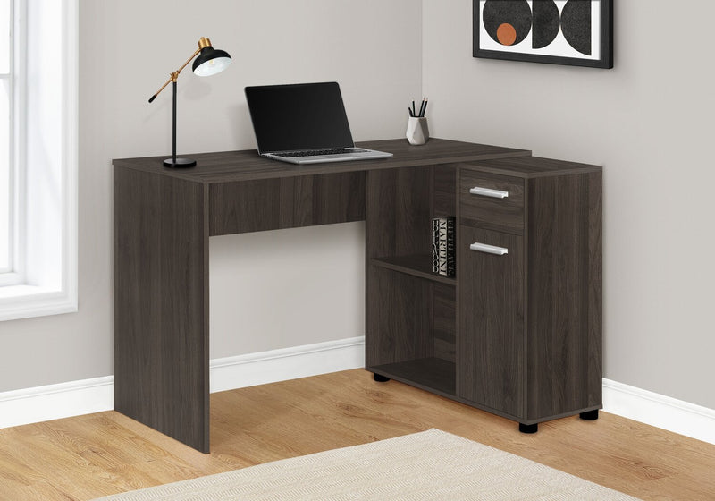 Bristol 46\" L-Shaped Computer Office Desk with Shelves, Drawer & Cabinet - Brown Oak