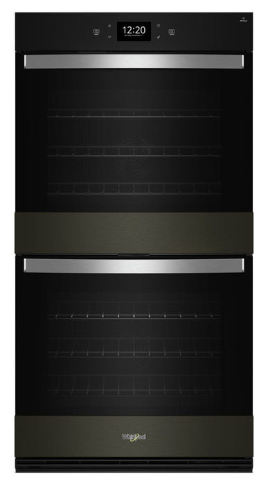 Whirlpool 30\" 10 Cu. Ft. Electric Double Wall Oven with True Convection - Black Stainless Steel with PrintShield™ Finish - WOED7030PV