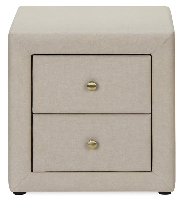 Zara Upholstered Bedside 2-Drawer Nightstand, 20.5\"W x 20.75\"H - Beige