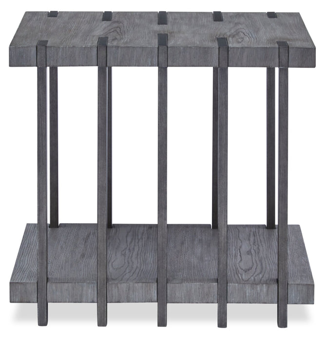 Eldridge 24\" Modern End Table with Shelf - Weathered Grey with Metal and Wood