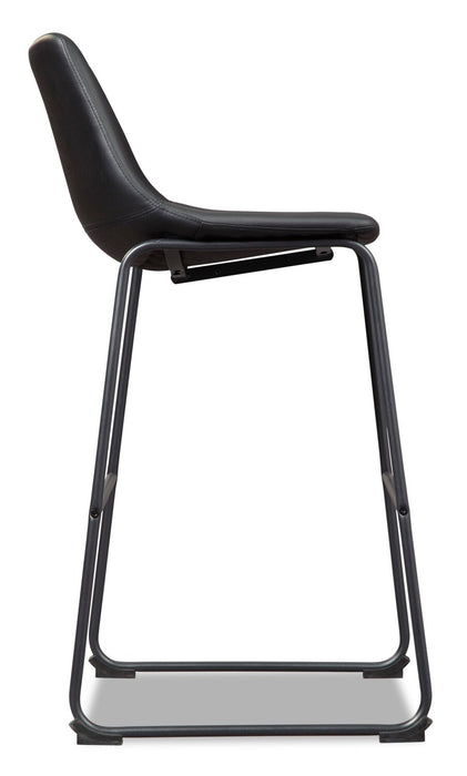 Cole Barstool with Vegan Leather Fabric, Metal - Black