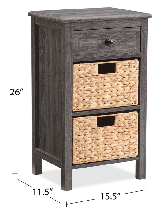 Jon 15.5\" Chairside Table with 2 Baskets & Drawer - Distressed Grey